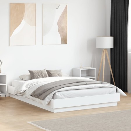 Estructura de cama madera de ingeniería blanca 135x190 cm
