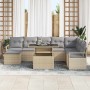 Conjunto de sofá de jardín con cojín 9 pcs beige y gris claro