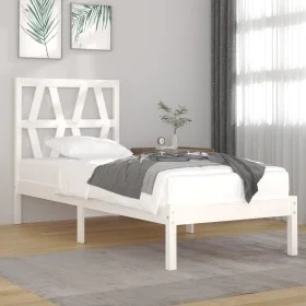 Massiver Bettrahmen aus weißem Kiefernholz, 90 x 200 cm von vidaXL, Betten und Lattenroste - Ref: Foro24-3103984, Preis: 89,6...