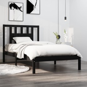 Estructura de cama madera maciza de pino negro 100x200 cm de vidaXL, Camas y somieres - Ref: Foro24-3104057, Precio: 121,94 €...
