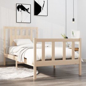 Estructura de cama madera maciza 90x190 cm