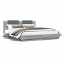 Cama con cabecero madera ingeniería gris Sonoma 200x200 cm