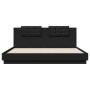 Estructura cama con cabecero madera ingeniería negro 160x200 cm