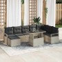 Conjunto de sofá de jardín con cojín 9 pcs Gris claro