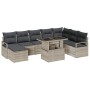 Conjunto de sofá de jardín con cojín 9 pcs Gris claro