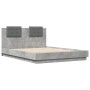 Cama con cabecero madera de ingeniería gris hormigón 140x200 cm