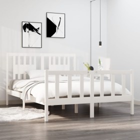 White solid wood bed frame 140x190 cm by vidaXL, Beds and slatted bases - Ref: Foro24-3104109, Price: 151,49 €, Discount: %