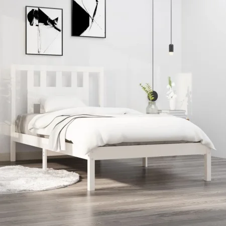 Solid white pine wood bed frame 90x200 cm by vidaXL, Beds and slatted bases - Ref: Foro24-3104049, Price: 94,99 €, Discount: %