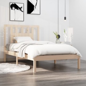 Solid pine wood bed frame 90x200 cm by vidaXL, Beds and slatted bases - Ref: Foro24-3104048, Price: 83,02 €, Discount: %