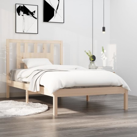 Estructura de cama de madera maciza de pino 90x200 cm de vidaXL, Camas y somieres - Ref: Foro24-3104048, Precio: 85,29 €