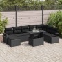 Conjunto de sofá de jardín con cojín 9 pcs Negro