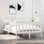 Small double bed frame white solid wood 120x190cm by vidaXL, Beds and slatted bases - Ref: Foro24-3104099, Price: 133,33 €, D...