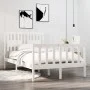 Small double bed frame white solid wood 120x190cm by vidaXL, Beds and slatted bases - Ref: Foro24-3104099, Price: 131,58 €, D...