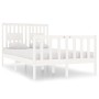 Small double bed frame white solid wood 120x190cm by vidaXL, Beds and slatted bases - Ref: Foro24-3104099, Price: 133,33 €, D...