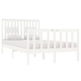 Small double bed frame white solid wood 120x190cm by vidaXL, Beds and slatted bases - Ref: Foro24-3104099, Price: 133,33 €, D...