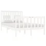 Small double bed frame white solid wood 120x190cm by vidaXL, Beds and slatted bases - Ref: Foro24-3104099, Price: 131,58 €, D...