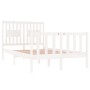 Small double bed frame white solid wood 120x190cm by vidaXL, Beds and slatted bases - Ref: Foro24-3104099, Price: 133,33 €, D...