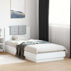 Estructura cama con cabecero madera ingeniería blanco 90x200 cm en Camas y somieres | Comprar online en Foro24