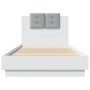 Estructura cama con cabecero madera ingeniería blanco 90x200 cm