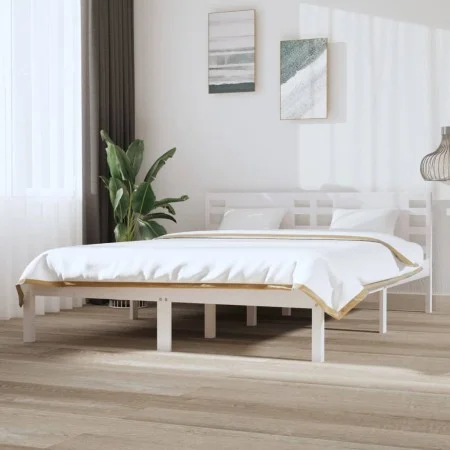 Solid white pine wood bed frame 120x200 cm by vidaXL, Beds and slatted bases - Ref: Foro24-3104214, Price: 118,46 €, Discount: %
