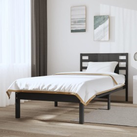 Estructura de cama madera maciza de pino gris 90x200 cm