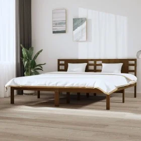 Estructura de cama madera maciza de pino marrón miel 200x200 cm de vidaXL, Camas y somieres - Ref: Foro24-3104241, Precio: 17...