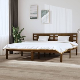 Honey brown solid pine wood bed frame 200x200 cm by vidaXL, Beds and slatted bases - Ref: Foro24-3104241, Price: 176,13 €, Di...