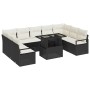 Conjunto de sofá de jardín con cojín 10 pcs Negro y crema