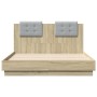 Cama con cabecero madera de ingeniería roble Sonoma 135x190 cm