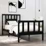 Black single solid wood bed frame 75x190 cm by vidaXL, Beds and slatted bases - Ref: Foro24-3104092, Price: 121,50 €, Discoun...