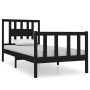 Black single solid wood bed frame 75x190 cm by vidaXL, Beds and slatted bases - Ref: Foro24-3104092, Price: 123,14 €, Discoun...
