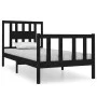 Black single solid wood bed frame 75x190 cm by vidaXL, Beds and slatted bases - Ref: Foro24-3104092, Price: 121,50 €, Discoun...