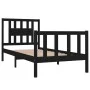 Black single solid wood bed frame 75x190 cm by vidaXL, Beds and slatted bases - Ref: Foro24-3104092, Price: 121,50 €, Discoun...