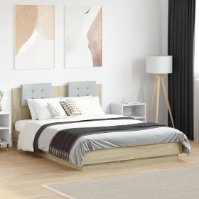 Cama con cabecero madera de ingeniería roble Sonoma 120x190 cm
