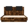 Cama con cabecero madera de ingeniería roble ahumado 120x190 cm