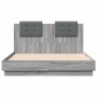 Cama con cabecero madera de ingeniería gris Sonoma 120x190 cm