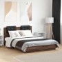 Cama con cabecero madera de ingeniería marrón roble 120x190 cm