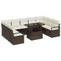 Conjunto de sofá de jardín con cojín 10 pcs Marrón y crema