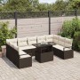 Conjunto de sofá de jardín con cojín 10 pcs Marrón y crema