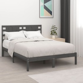 Estructura de cama madera maciza de pino gris 140x190 cm