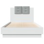 Estructura cama con cabecero madera ingeniería blanca 75x190 cm