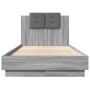 Cama con cabecero madera de ingeniería gris Sonoma 75x190 cm
