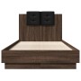 Cama con cabecero madera de ingeniería marrón roble 75x190 cm