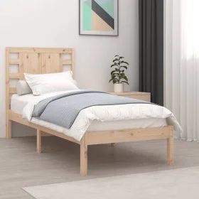 Solid pine wood bed frame 90x200 cm by vidaXL, Beds and slatted bases - Ref: Foro24-3104203, Price: 91,26 €, Discount: %