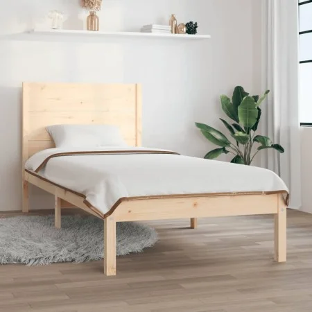 Solid pine wood bed frame 90x200 cm by vidaXL, Beds and slatted bases - Ref: Foro24-3104138, Price: 87,48 €, Discount: %