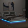 Estructura de cama con cabecero y luces LED blanco 160x200 cm