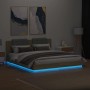 Estructura de cama cabecero luces LED roble Sonoma 160x200 cm
