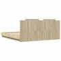 Estructura de cama cabecero luces LED roble Sonoma 160x200 cm