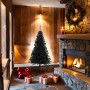 Árbol de Navidad artificial con soporte PVC negro 150 cm