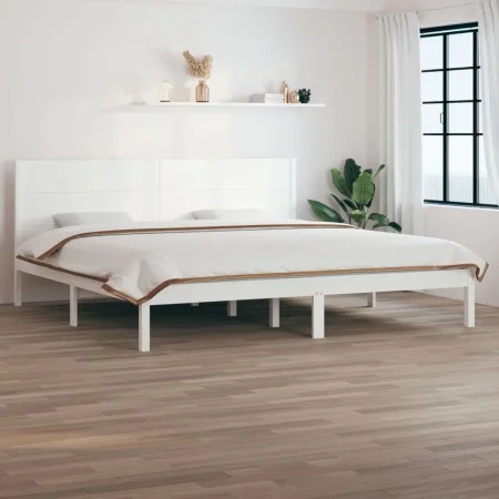 Solid white pine wood bed frame 200x200 cm by vidaXL, Beds and slatted bases - Ref: Foro24-3104174, Price: 190,77 €, Discount: %